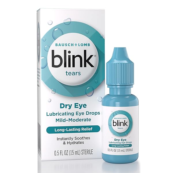 BLINK TEARS LUBRICATING EYE DROPS, MOISTURIZING & SOOTHING FOR MILD TO MODERATE DRY EYES, WITH HYALURONATE, REDUCES DISCOMFORT, LONG-LASTING HYDRATION, SOOTHES & MOISTURIZES, 0.5 FL OZ