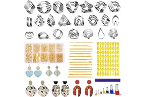 Fesorsi 782 Pcs Clay Earring Making Kit, 49 Polymer Clay Molds Stainless Steel, Polymer Clay Tools with 8 Circle Cutters, 1 Clay Letter Stamps and 710 Pcs Earring Accessories for DIY Jewelry