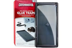 Catchmaster Rat, Snake and Mouse Traps 10Pk, Large Bulk Glue Rat Traps for Home, Adhesive Plastic Tray for Inside House, Snake, Mice, & Spider Catcher, Pest Control for House & Garage