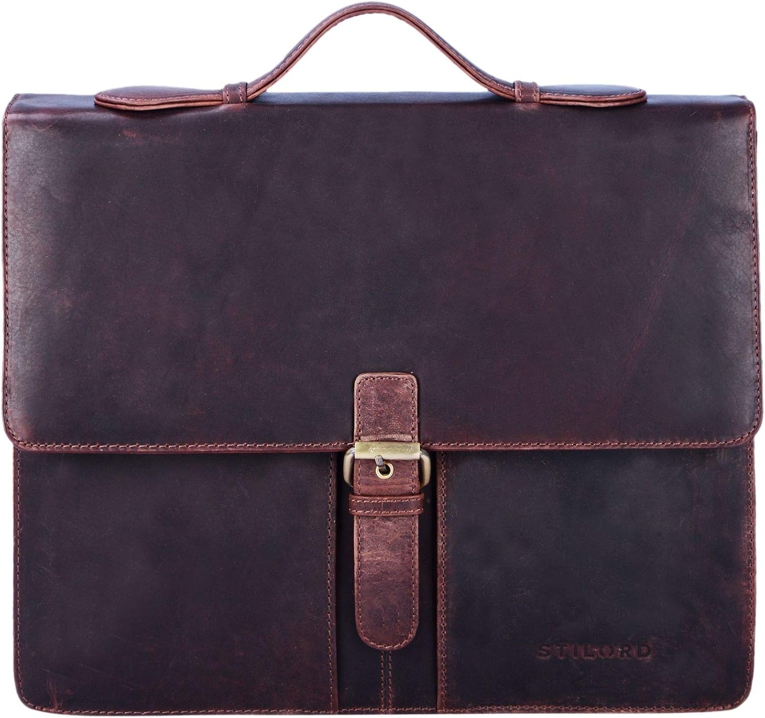 STILORD "Aurelio" Conference Folder Leather with Handle A4 Portfolio Document Folder Sophisticated Vintage Design fit for 13,3 MacBooks Colour:Kara - Image 3