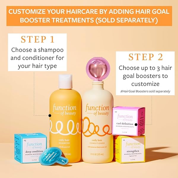 FUNCTION OF BEAUTY COILY HAIR CONDITIONER, 11 OZ – FLAXSEED OIL NOURISHES & HYDRATES COILS & CURLS, & JAMAICAN BLACK CASTOR OIL MOISTURIZES & REVIVES, SULFATE-FREE, CUSTOMIZABLE HAIRCARE