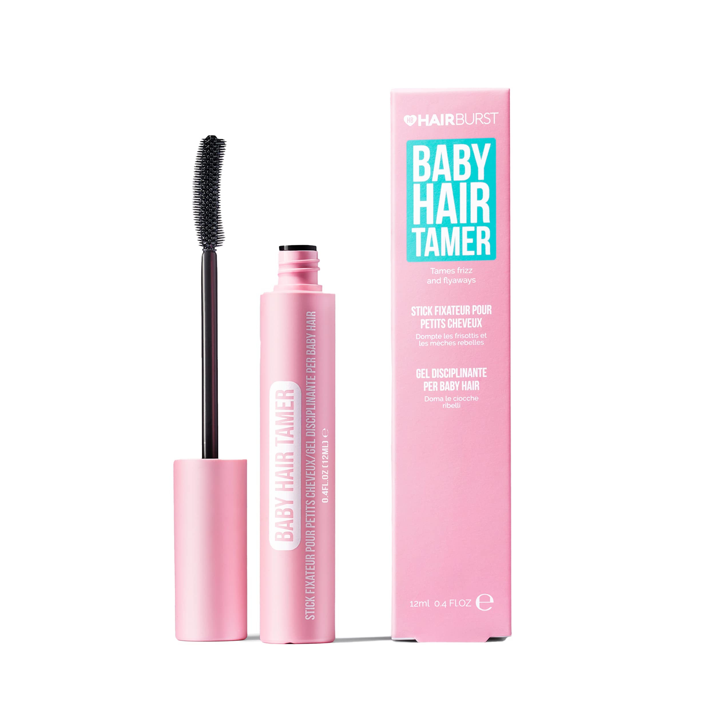 HAIR BURST Baby Hair Tamer Stick — Instant Smoothing & Finishing Baby Hair Flyaway Tamer, Non-Greasy Hair Frizz Control Brush with Nourishing Coconut & Argan Oils, Vegan & Cruelty-Free