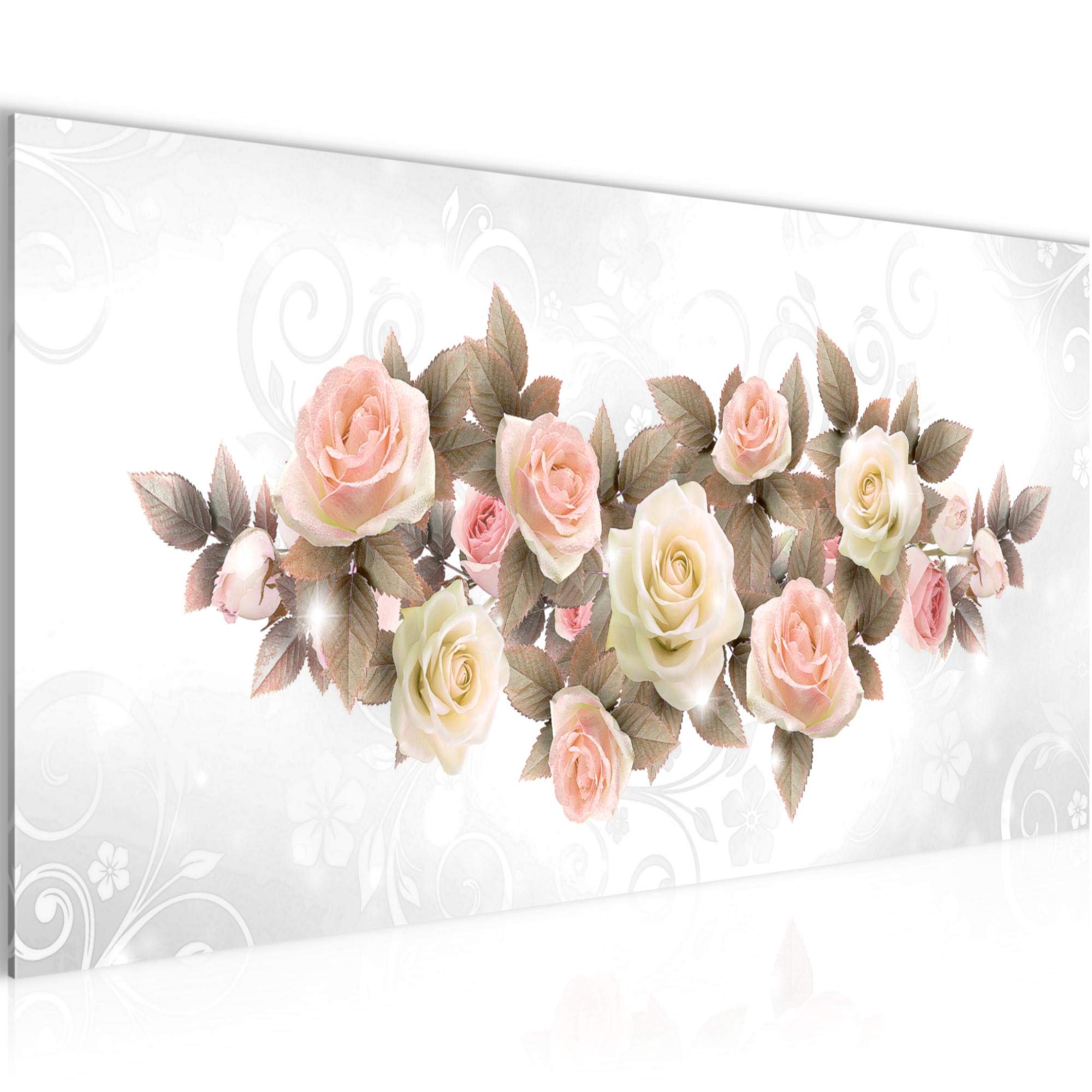 Runa Art Wall Pictures Flowers Roses Modern Non-Woven Canvas Living Room Hall Abstract Gray Beige 022312c