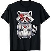 Sugar Skull Raccoon Halloween Graphic T-Shirt