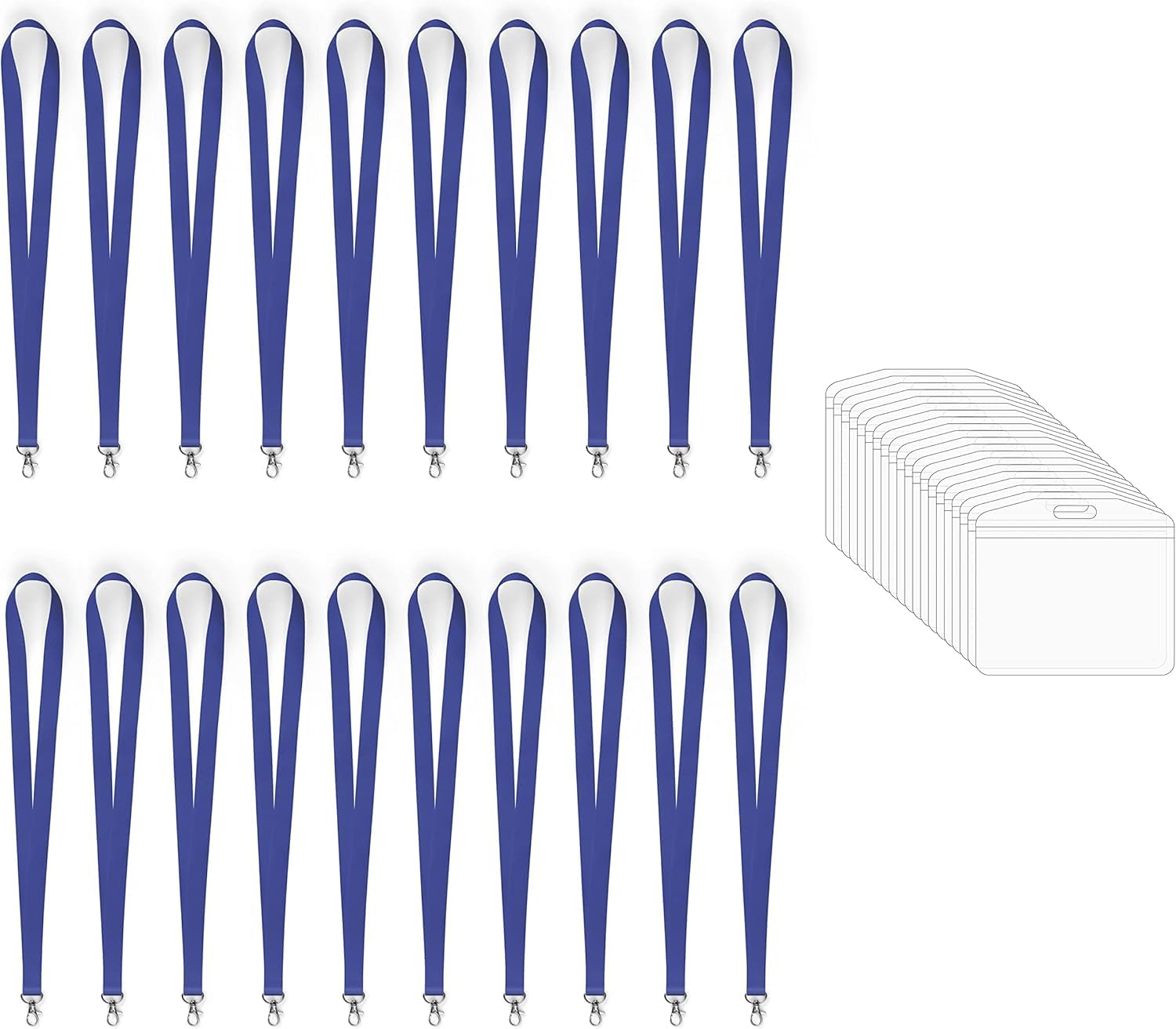 Lanyard with Clear Card Holder, Assorted Colours, Id Card Holder (20x Blue)