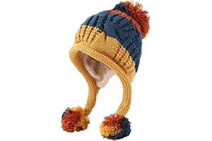 HUAMULAN Women Winter Peruvian Cover Ears Beanie Hat Ear Flaps Sherpa Ski Snow Hats Knit Fleece Lined 3 Pom Pom