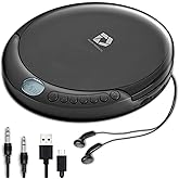 Deluxe Products CD Player Portable with 60 Second Anti Skip, Stereo Earbuds, Includes Aux in Cable and AC USB Power Cable for