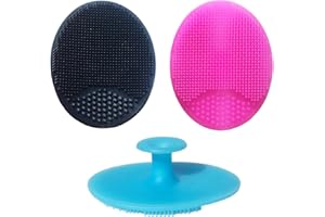 ASAKAA Silicone Face Scrubbers Exfoliator Brush&Baby Bath Brush& Facial Cleansing Brush&Baby Cradle Cap Brush&Silicone Massage Brush,Suitable for Adult Facial Cleansing and Baby Bathing (SMALL-3PCS)