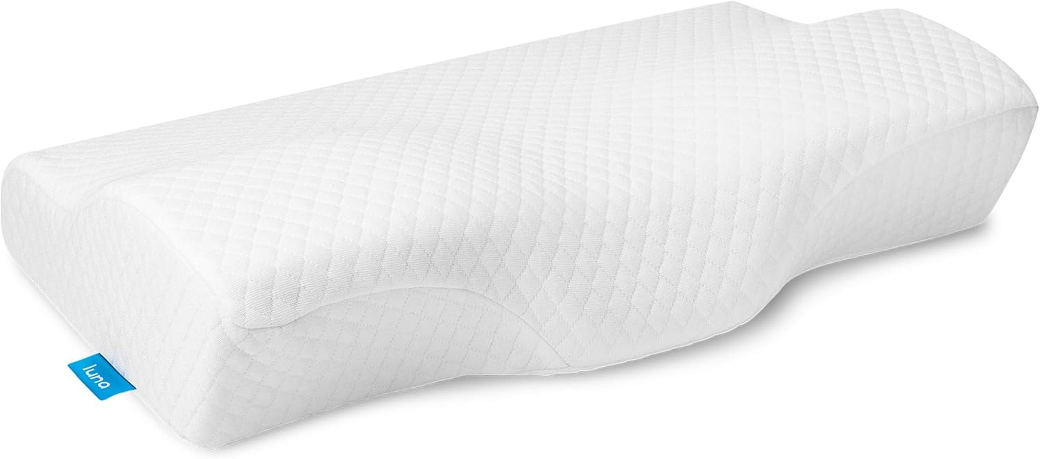 LUNA Contour Gel Memory Foam Pillow Orthopedic Sleeping | Ergonomic Cooling Cervical Pillow for Neck | Side, Back and Stomach Sleepers, (Firm & Standard Size) | CertiPUR-US Certified & Designed in USA: Home & Kitchen