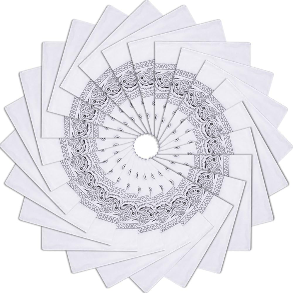 Alotpower 28 Pack Bandanas 100% Cotton Cowboy Bandanas Headband,22x22 Inch: Clothing