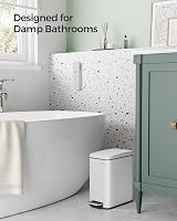 SONGMICS Narrow Pedal Bin 5L White Toilet Bin Slim Steel Soft Close LTB560W05 view 3