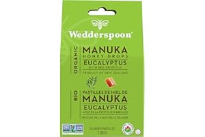 Wedderspoon Organic Manuka Honey Drops, Eucalyptus & Bee Propolis, 20 Count (Pack of 1)| Genuine New Zealand Honey | Perfect 