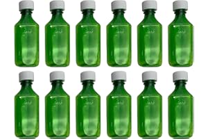 Sandhill Tools Premium Green Oval Plastic Liquid Medicine Bottles with Child Resistant Caps 4 oz (12 Pack)