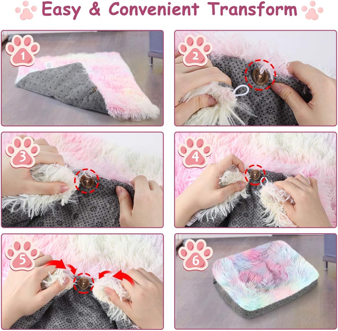 Chintu Cat Beds for Indoor Cats Machine Washable Cat Bed Mat Self-Warming 2-in-1 Pet Beds for Medium Small Dogs Plush Fluffy Dog Bed Faux Fur Cat Cushion Bed with Anti Slip Bottom : Pet Supplies