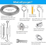 AMLOOPH 15m Garden Wire Kit Heavy Duty Stainless Steel Wire Rope Tensioner view 2