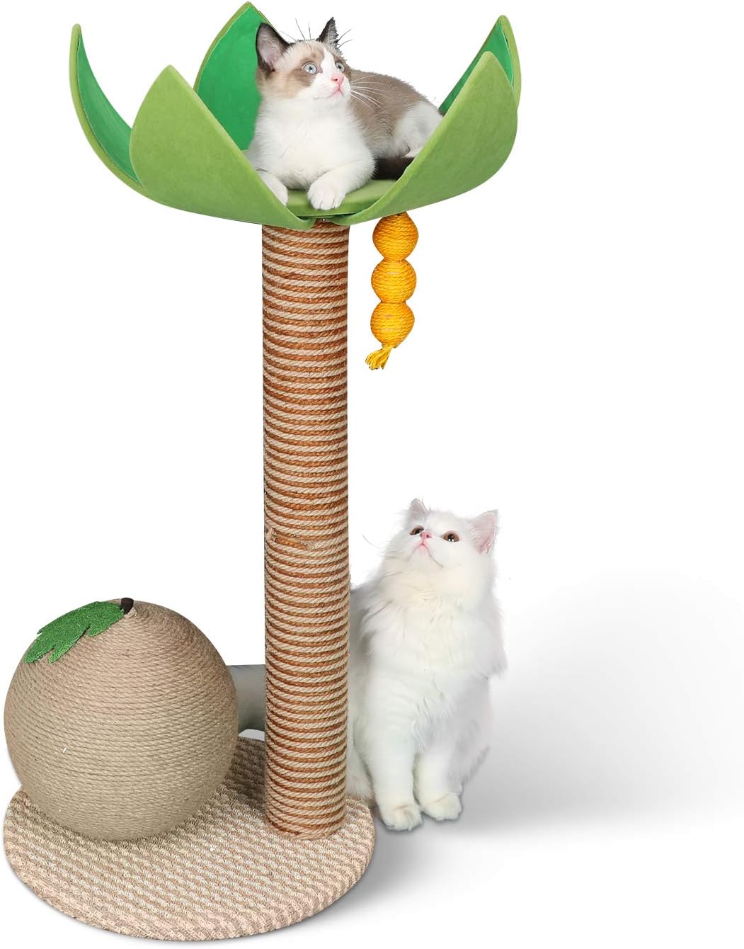 FUKUMARU Cat Tree with Perch for Large Cats, Modern Coconut Tree Cat Towers with Hammock, Small Cat Furniture with Scratching Post for Indoor Cats : Pet Supplies