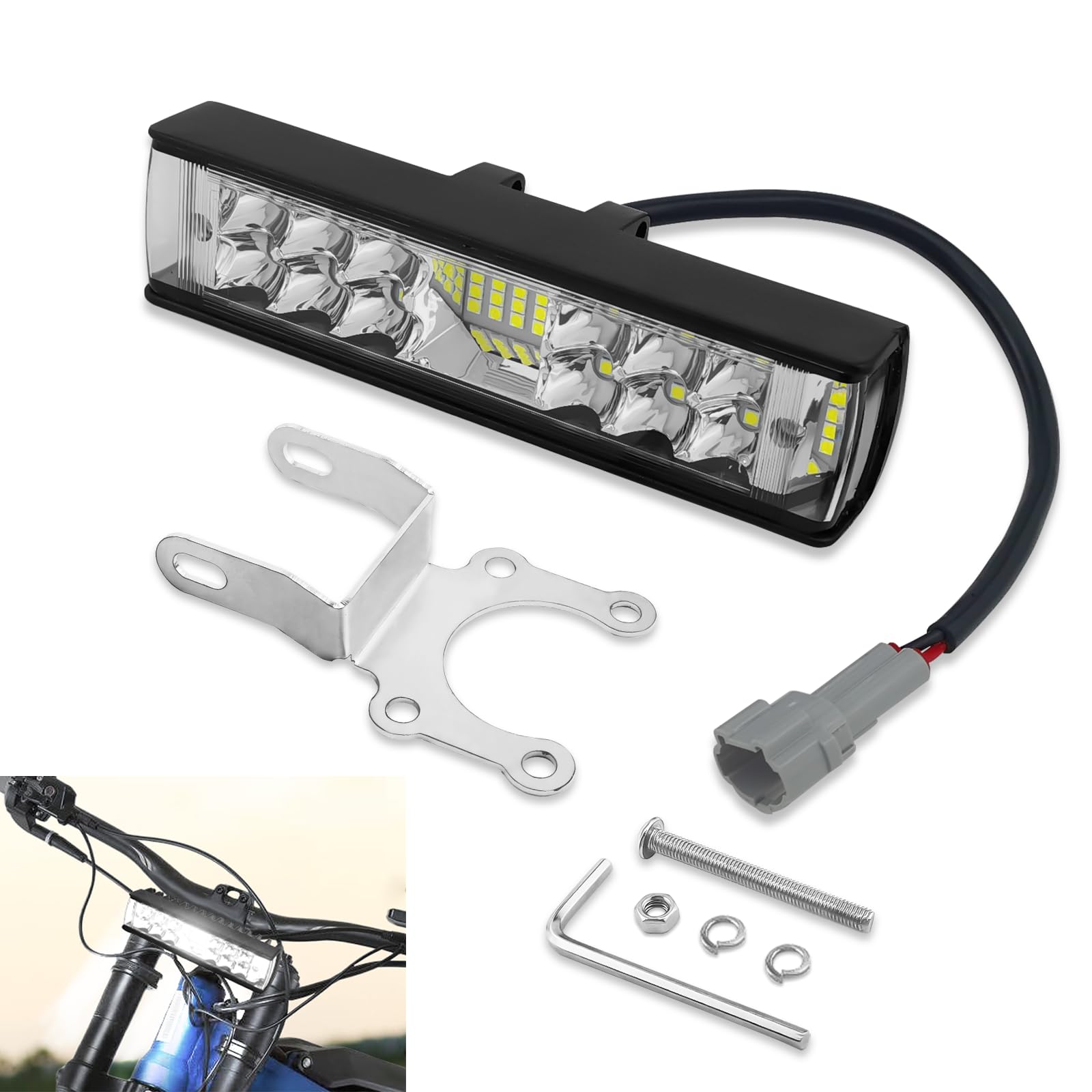 Photo 1 of MLWRID 60W Headlight Kit with Headlamp Mount Bracket, 6000K White Flood Light for Sur-Ron Light Bee X/S and Segway X160 X260