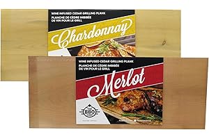 The BBQ Chef Wine Infused Cedar Grilling Plank Combo, 2-pack (1x Merlot and 1x Chardonnay),