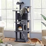 Yaheetech Tall Cat Tree 178cm with Caves, Platforms, Scratching Posts Dark Grey view 2