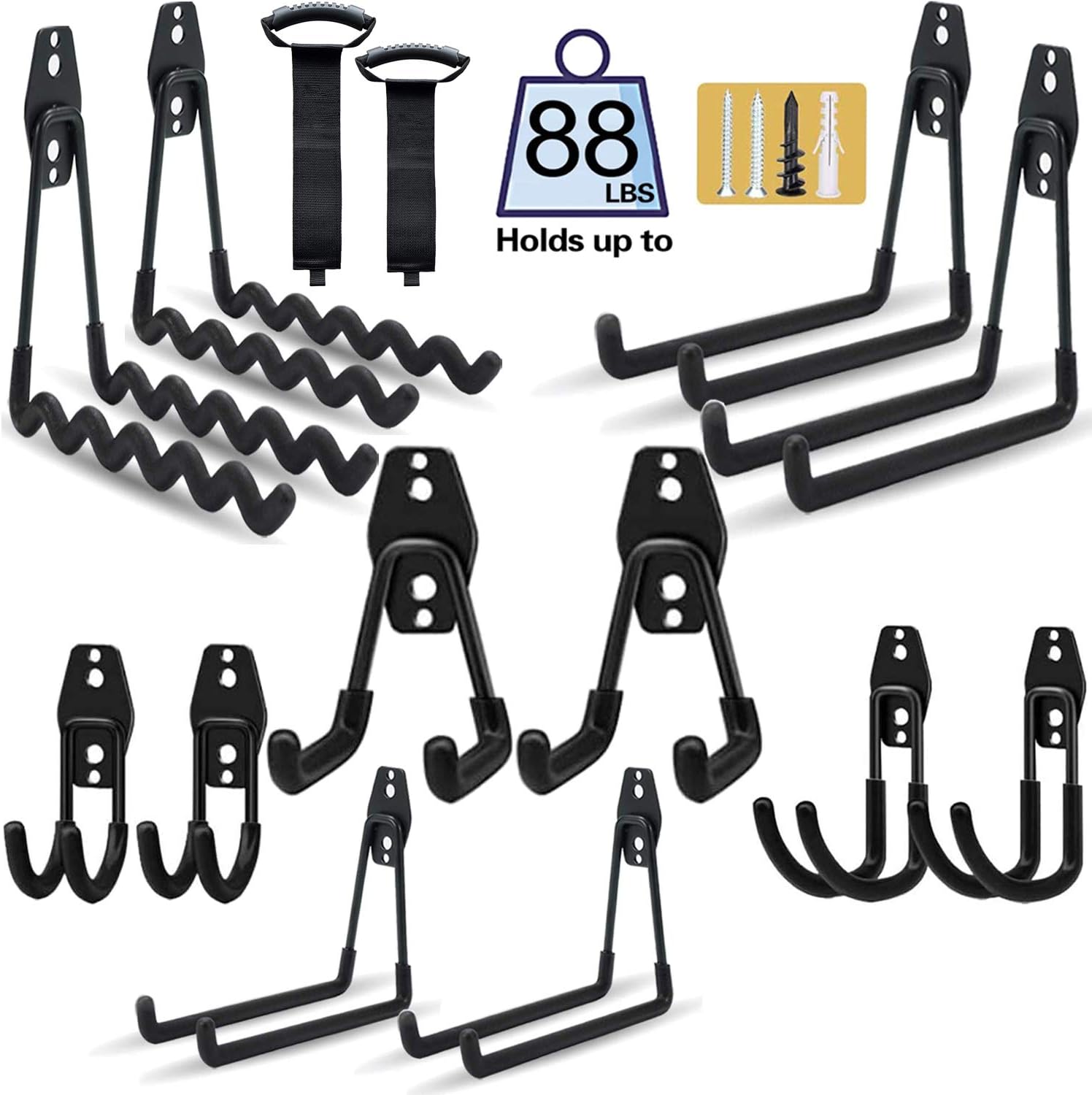 Garage Hooks, Storage Hooks for Garage Wall, Steel Heavy Duty Hooks