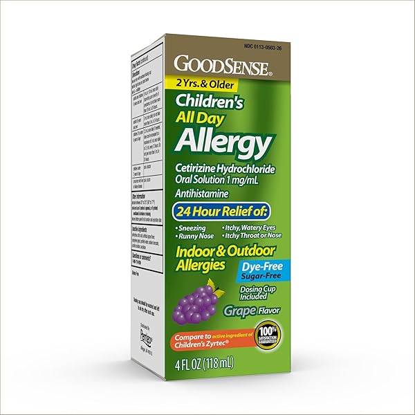 GOODSENSE CHILDREN’S ALL DAY ALLERGY, CETIRIZINE HYDROCHLORIDE ORAL SOLUTION 1 MG/ML, GRAPE FLAVOR, 4 FLUID OUNCES