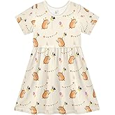 Summer Girl Dresses Funny Capybara Daisy Toddler Short Sleeve A-line Dress Casual Sundress
