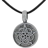 Jewelry Trends Celtic Pentacle Five Element Star Pewter Pendant Necklace 18" Leather Cord