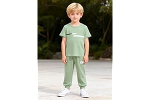 Boys 2-Piece Tracksuit Set, Short Sleeve Graphic T-Shirt & Jogger Pants (4Y-7Y) Summer Casual Outfits