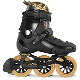 FLYDAZZLE Men's Inline Skates 3WD 110MM - Urban Fitness Speed Skating with ABEC-9 Bearings, Hard Hoot Ankle Support, Optional Brake