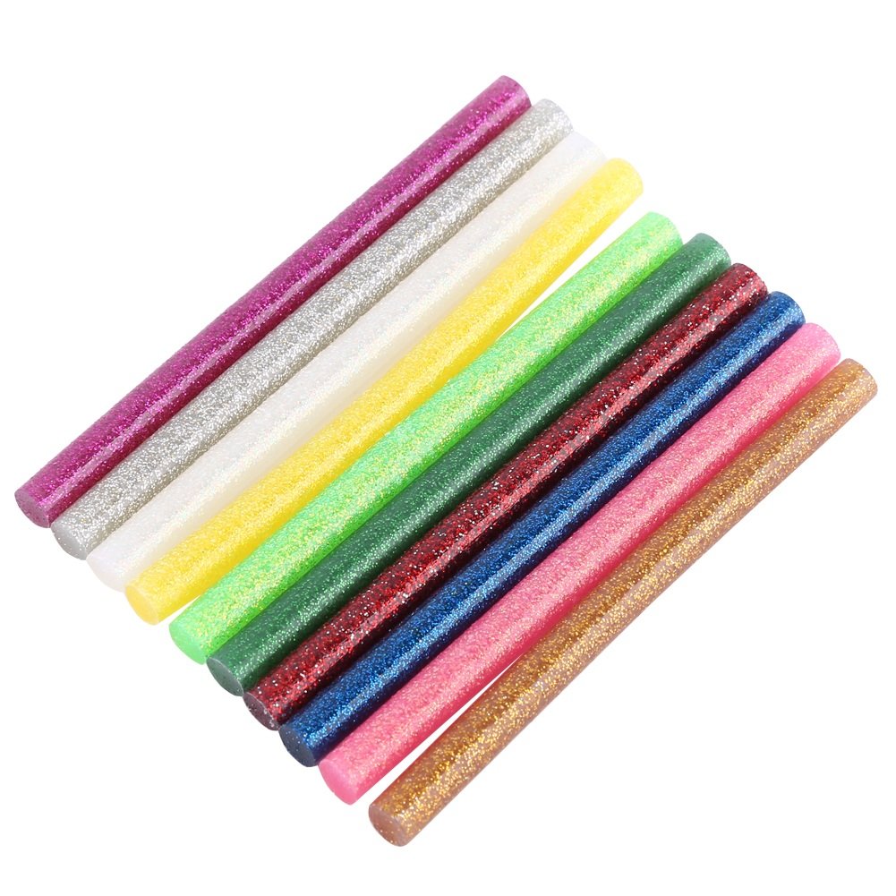 10Pcs Glitter Hot Melt Glue Stick for Electric Heating Adhesive Glue Sticks DIY Art Craft Attaching Tools Mixed Colors 7x100mm