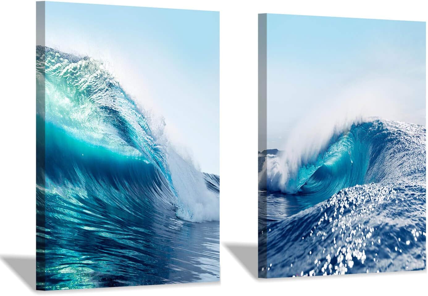 Amazon Com Wave Canvas Wall Art Prints Ocean Sea Picture Decor Artwork For Bath Rooms 24 X 18 X 2 Pcs Posters Prints