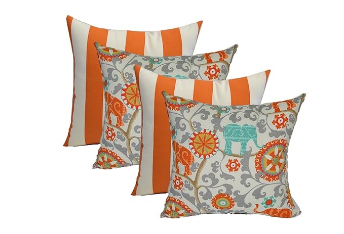 Amazon Com Set Of 4 Indoor 20 Square Decorative Throw Toss