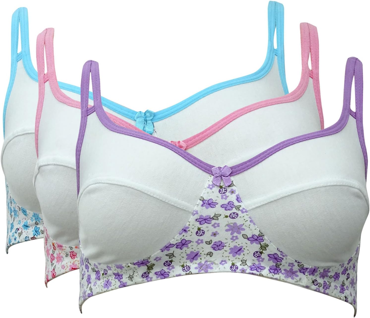 Body Tonic Ladies Floral Print Full Coverage Assorted Colour Non Padded Bra - 6 Pcs
