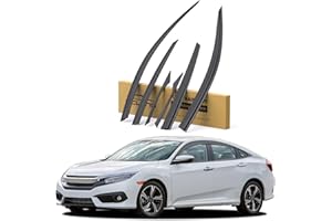 GEARMEISTER Rain Guards Fit for Honda Civic Sedan LX Sport Touring EX-L 2016 2017 2018 2019 2020 2021, Durable Tape-on Civic Side Window Rain Guard, Window Deflectors, 6 pcs