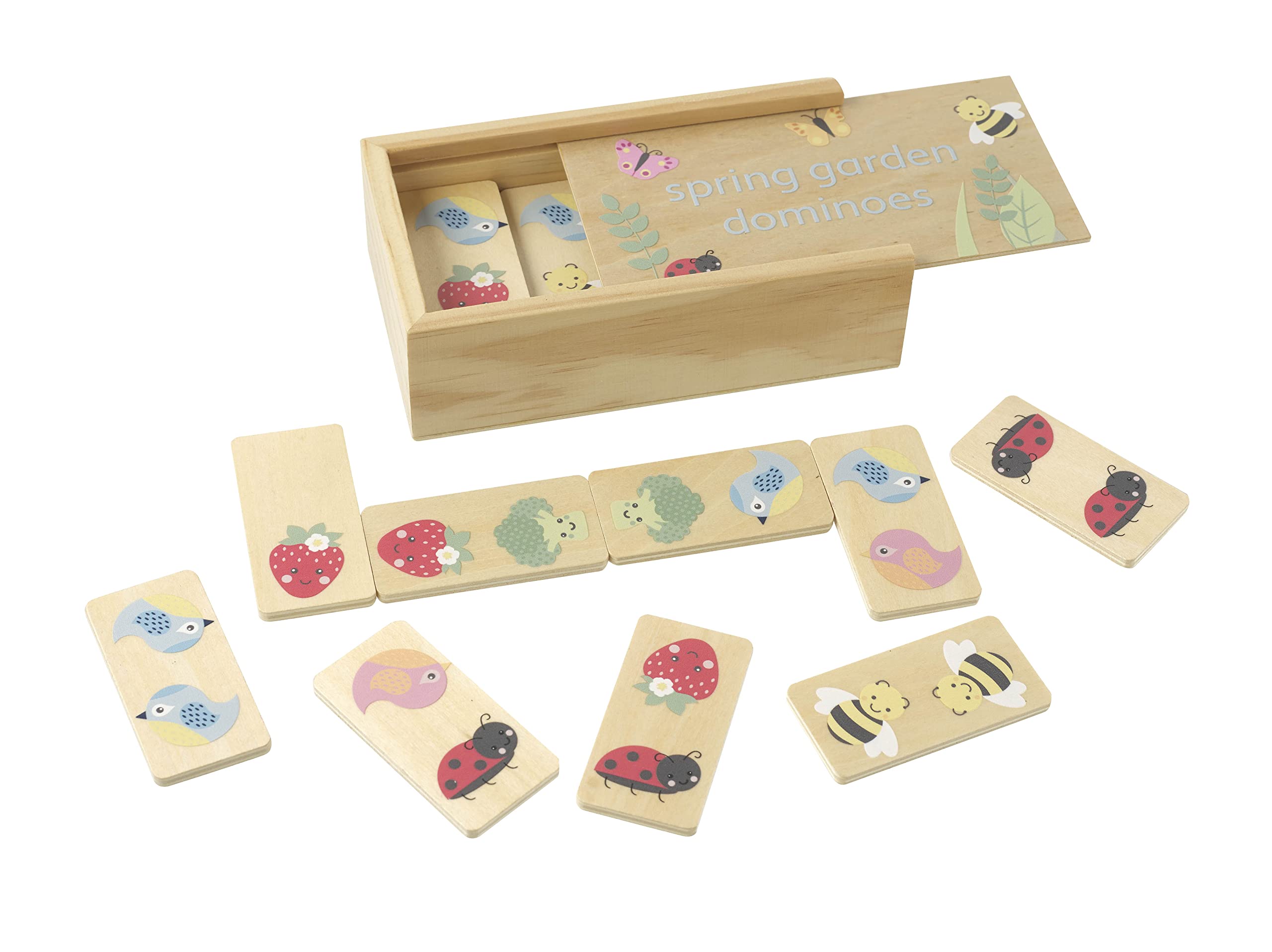 Orange Tree Toys Wooden Toys, Spring Garden Wooden Dominoes Set for Kids - Educational Toys for 3 year olds - Childrens Dominoes Games, Toddler for Boy Girl - Early Development & Activity