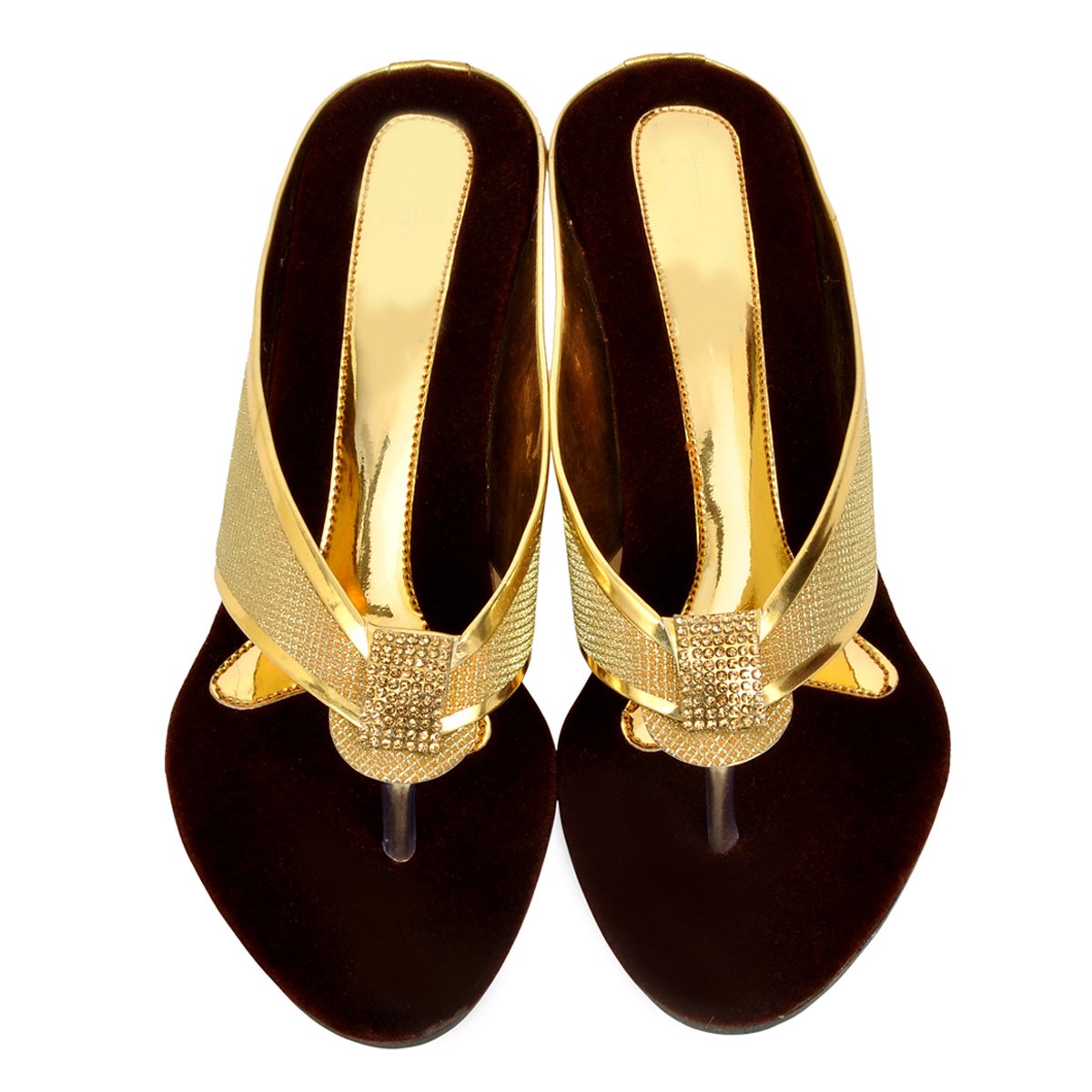altek stylish funky golden wedges for women (foot_1362_gold_p225)