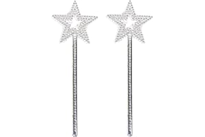 GIYOMI Star Wand, 2 Pieces 13 Inches Silver Fairy Princess Angel Wand Sticks for Girls Costume Birthday Party Wedding Halloween Christmas Cosplay-Fairy Wand For children over 36 months of age