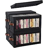 Coorganisers 4 Packs DVD Storage Box with Visible Window, Dustproof DVD Case Holder Organizer with Lid and Handles, Holds Up to 104 Cases, CD Holder for Blu-ray & CD Storage-15.75 x 6.10 x 8.07In