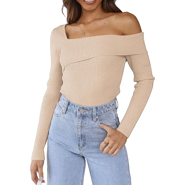 Amazon.com: Womens Off The Shoulder Sweater - Sexy Sheer Knit