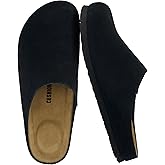 CUSHIONAIRE Heath Genuine Suede Leather Mens Clogs with Memory Foam Comfort, Easy Slip On Slides for Men
