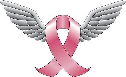 Pink Ribbon With Spread Angel Wings As A Symbol Of Hope And Support