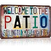JBYMsign Vintage Patio Wall Decor Welcome to The Patio Metal Sign Tin Signs Poster - sit long talk much laugh often