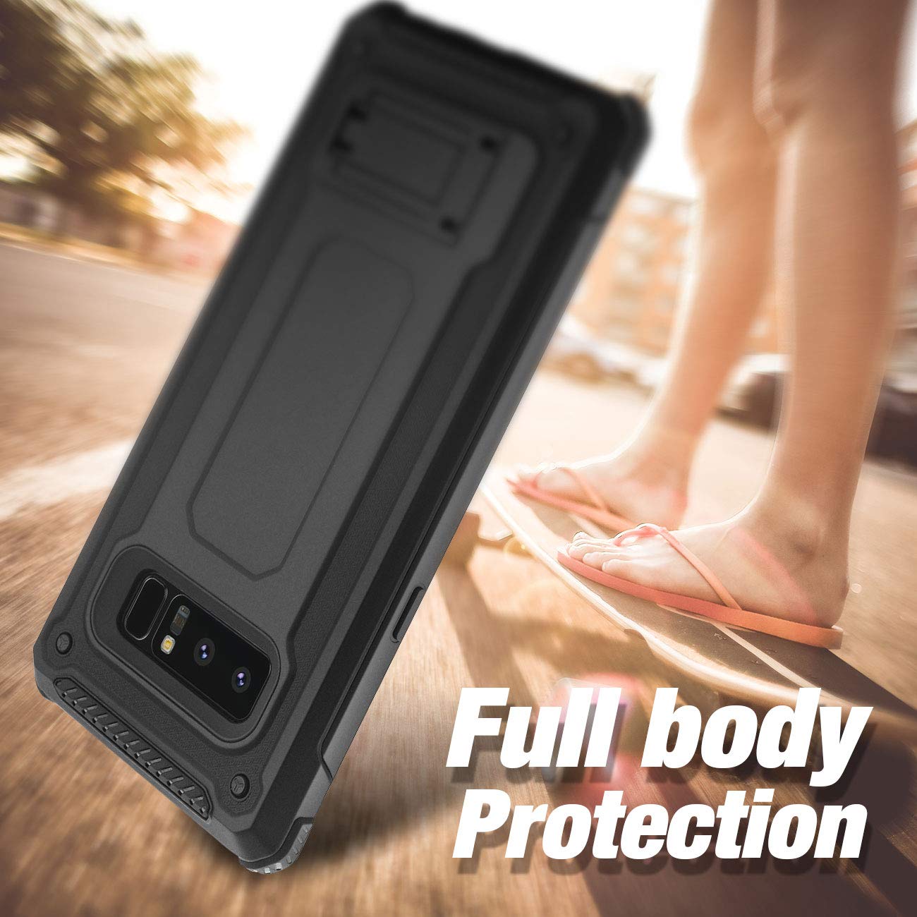 Galaxy Note 8 case, eSamcore Full Body Protection Shockproof Case Cover with Rugged Heavy Duty Holster Clip Kickstand [WITHOUT Built-in Screen Protector] for Samsung Note 8 2017 [BLACK]