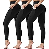 3 Pack Leggings with Pockets for Women,Butt Lift High Waisted Tummy Control Workout Yoga Pants Reg & Plus Size
