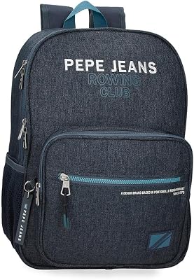Edmon Schulrucksack, Blau, 30 x 40 x 12 cm, Polyester, 15,6 l, blau, Schulrucksack