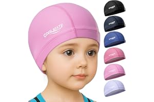 COOLMATE GLOBAL COOLMATE Fabric Swim Cap for Kid 3 4 6 8 14 16, Silicone Waterproof Layer, Cloth Swim Cap for Boy, Girl, Youth, Lightweight and Comfortable, Perfect for Pool, Beach, Lap Swimming