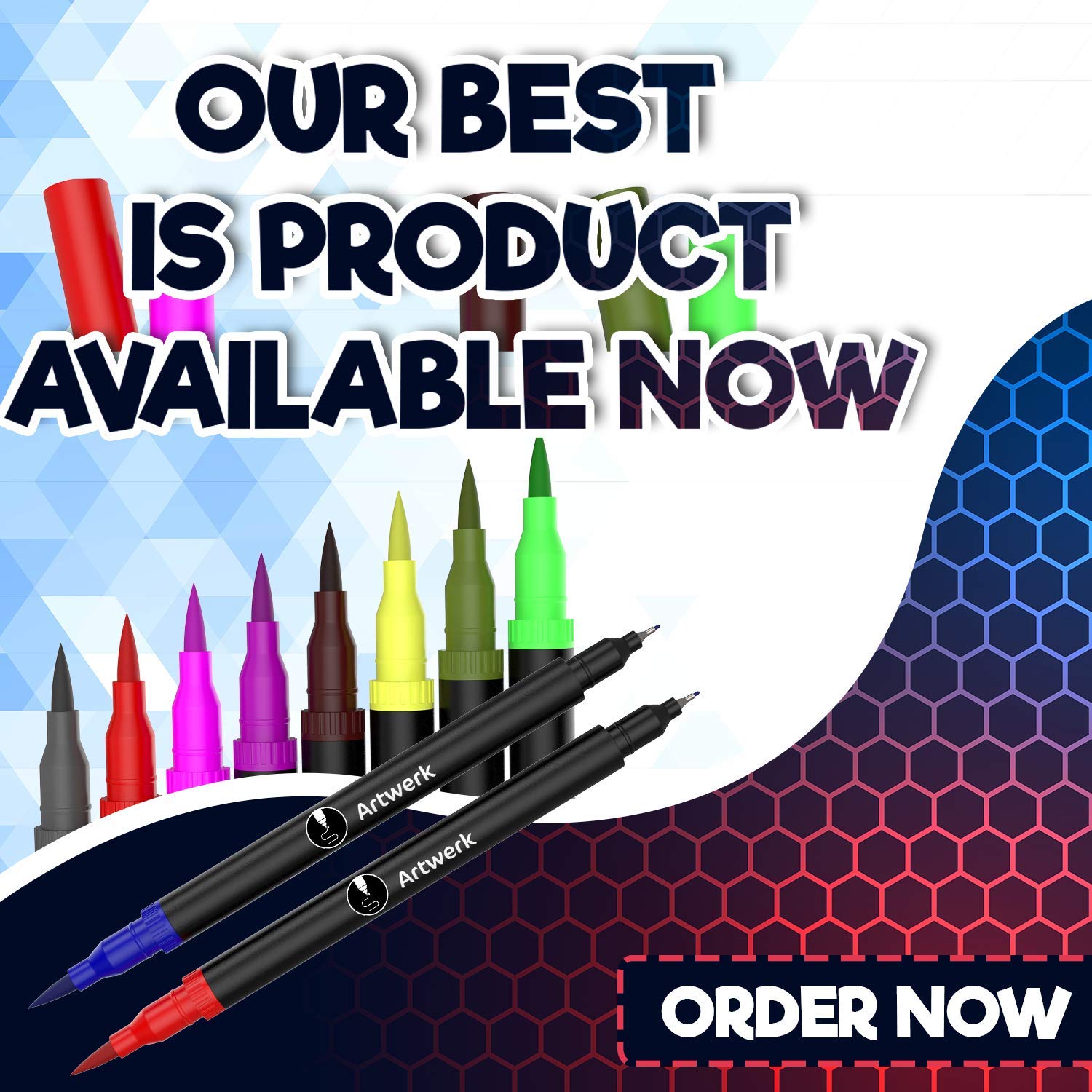 15 Pack Fine Point Brush Marker Pens [Bullet Journal] Dual Tip ArtWerk Colored Brush Pen 0.4 Fineliner Fine Point Markers Set - Dual Tips Art Supplies with Brush Tip - Best for Adult Coloring Books