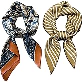 Rcrawica Silk Feeling Bandana Scarf for Women Head Hair Neck Satin Scarves Wraps 27.5" Handbag Accessories Western Scarves