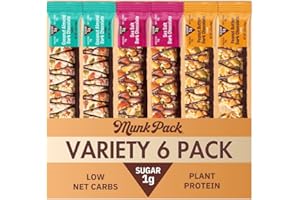 Munk Pack Variety Pack Snack Bars - 5g Protein, 1g Sugar, 5g Protein, Keto and Gluten Free Snack for Adults and Kids, Coconut Almond, Dark Chocolate Sea Salt, Peanut Butter Dark Chocolate, 6 Pack