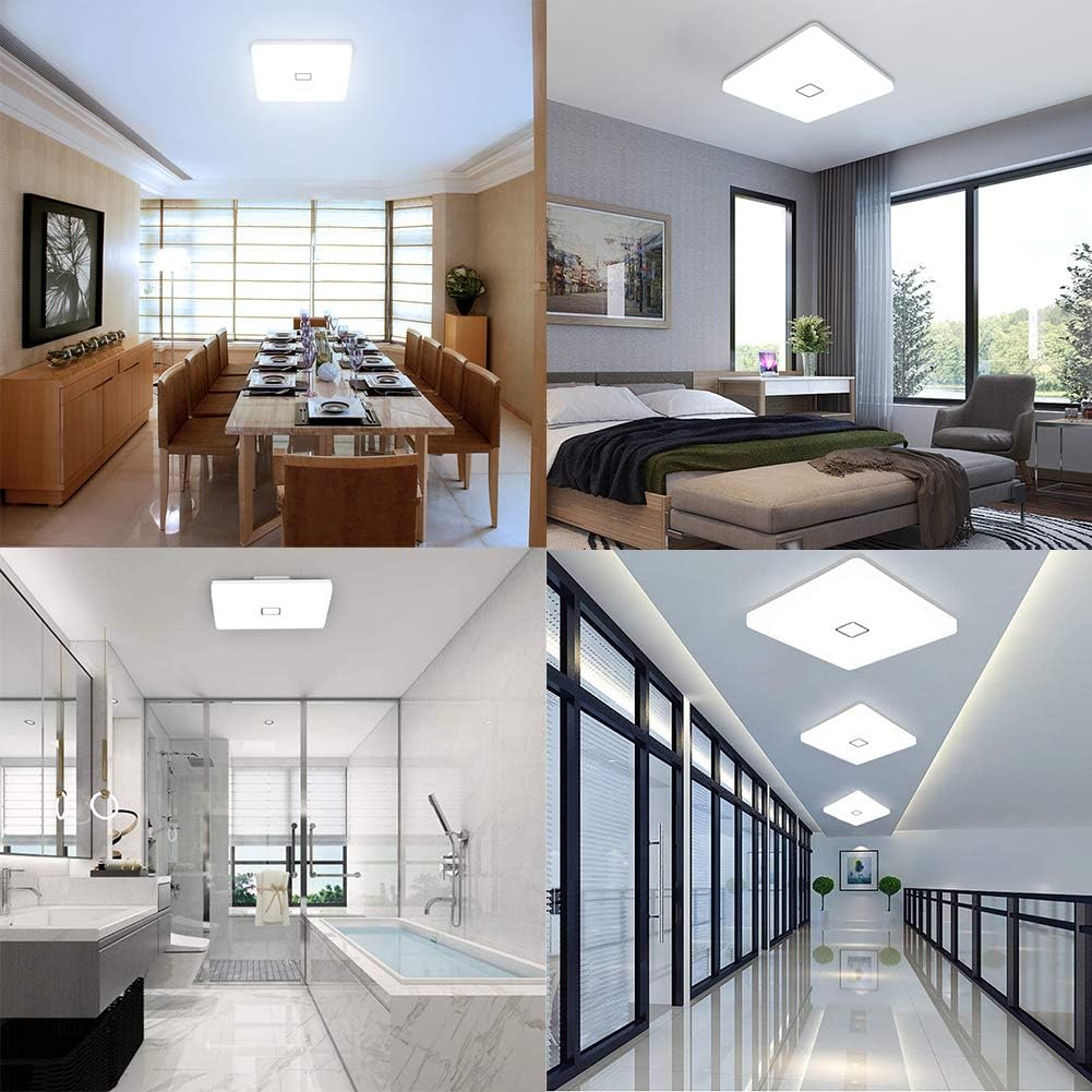 Airand 5000K LED Ceiling Light Flush Mount Ceiling Lamps 18W LED Ceiling Light Fixture,10.6 inch Square LED Light Fixture for Home & Office, Hallway with 180Pcs LED Chips, 1800LM, 80Ra+ (Cool White): Home Improvement